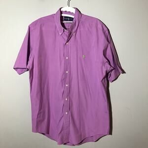 Ralph Lauren mens M classic fit short sleeve purple button down shirt cotton